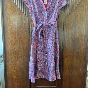 J. Crew Red and Blue Floral Dress
